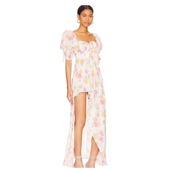 NWT FOR LOVE AND LEMONS FLL Petal Midi Dress High Slit Asymmetric Small Easter - Picture 11 of 16
